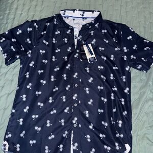 Navy Palm Tree Button-Up Shirt